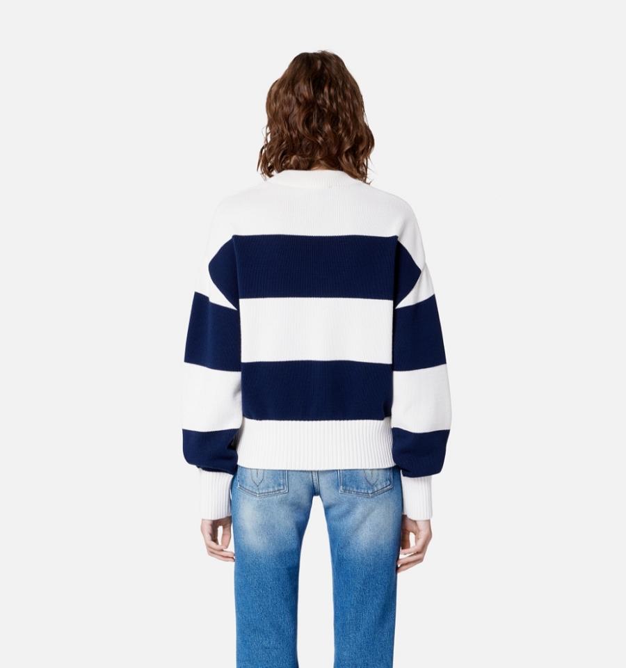 Ami Paris Ami de Coeur With Rugby Stripes Sweaters Navy / White | ami_US296