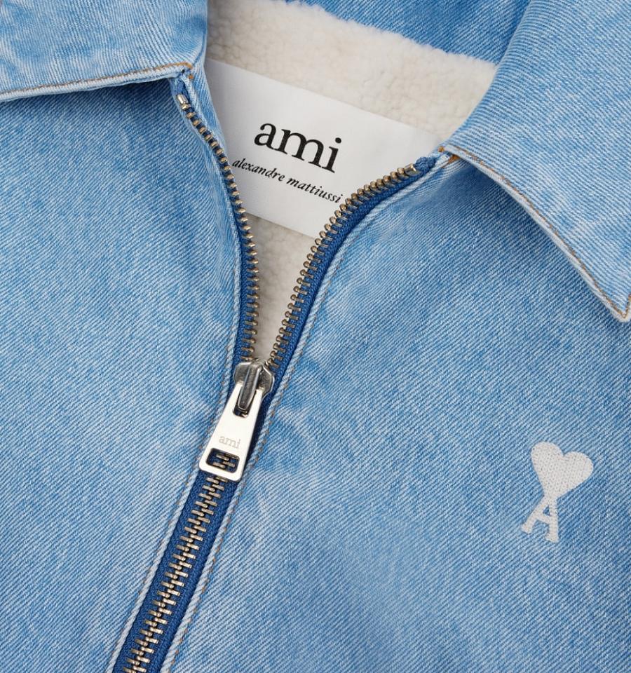 Ami Paris Ami de Cœur Zipped Denim Denim Blue | ami_US458