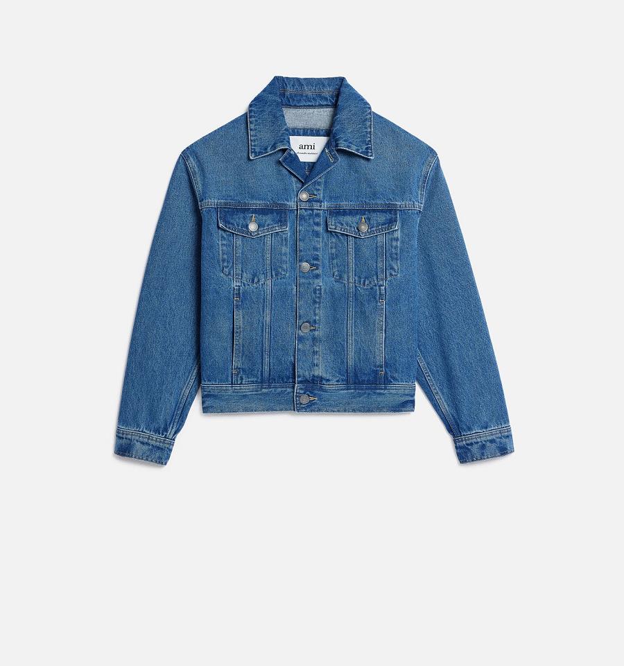 Ami Paris Boxy Fit Denim Jackets Blue | ami_US120