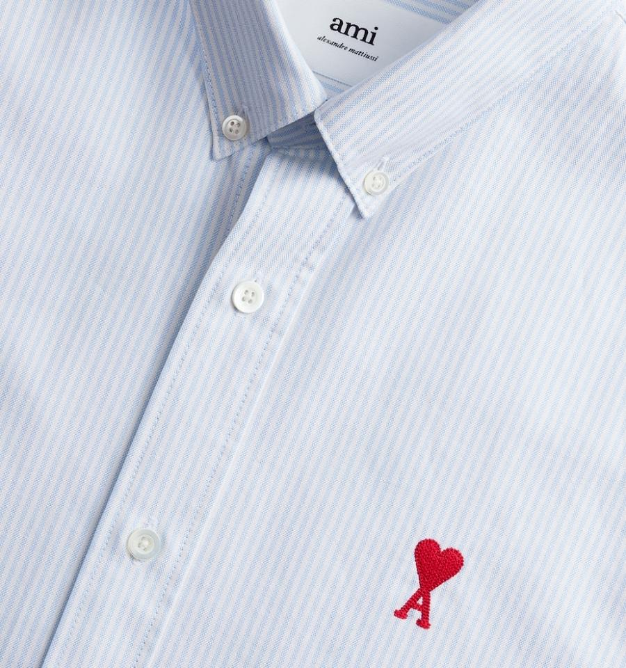 Ami Paris Button-Down Ami De Coeur Shirts Light Blue | ami_US291