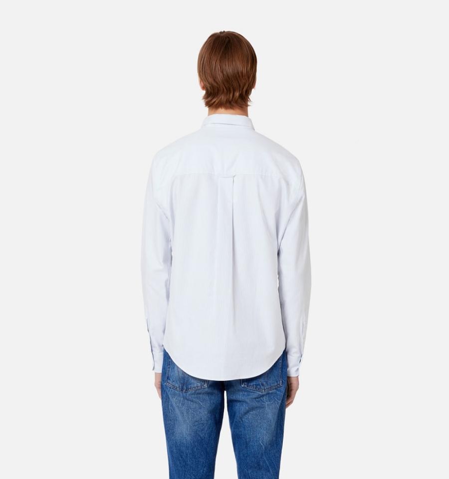 Ami Paris Button-Down Ami De Coeur Shirts Light Blue | ami_US291