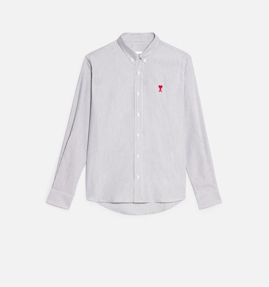 Ami Paris Button-Down Ami De Coeur Shirts Grey | ami_US559