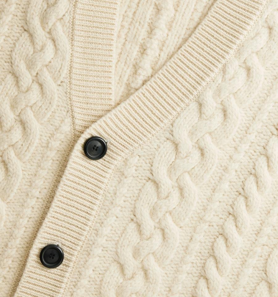 Ami Paris Cable Knitted Cardigans Beige | ami_US204