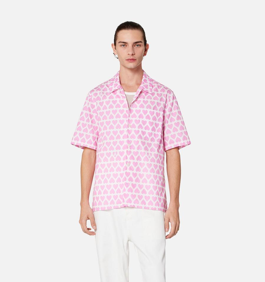 Ami Paris Camp Collar Shirts Pink | ami_US482