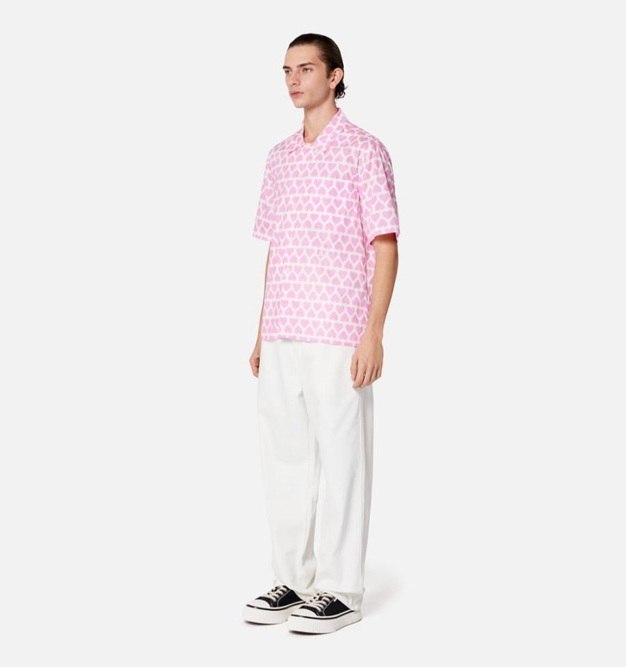 Ami Paris Camp Collar Shirts Pink | ami_US482