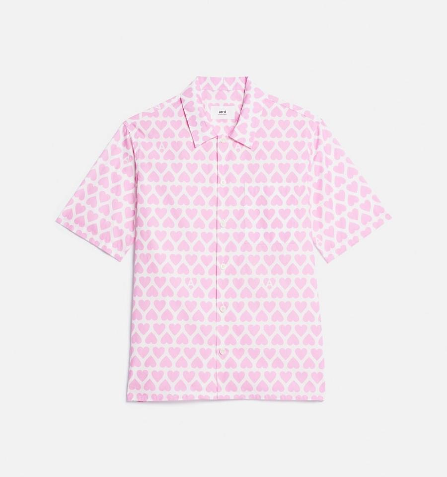 Ami Paris Camp Collar Shirts Pink | ami_US482