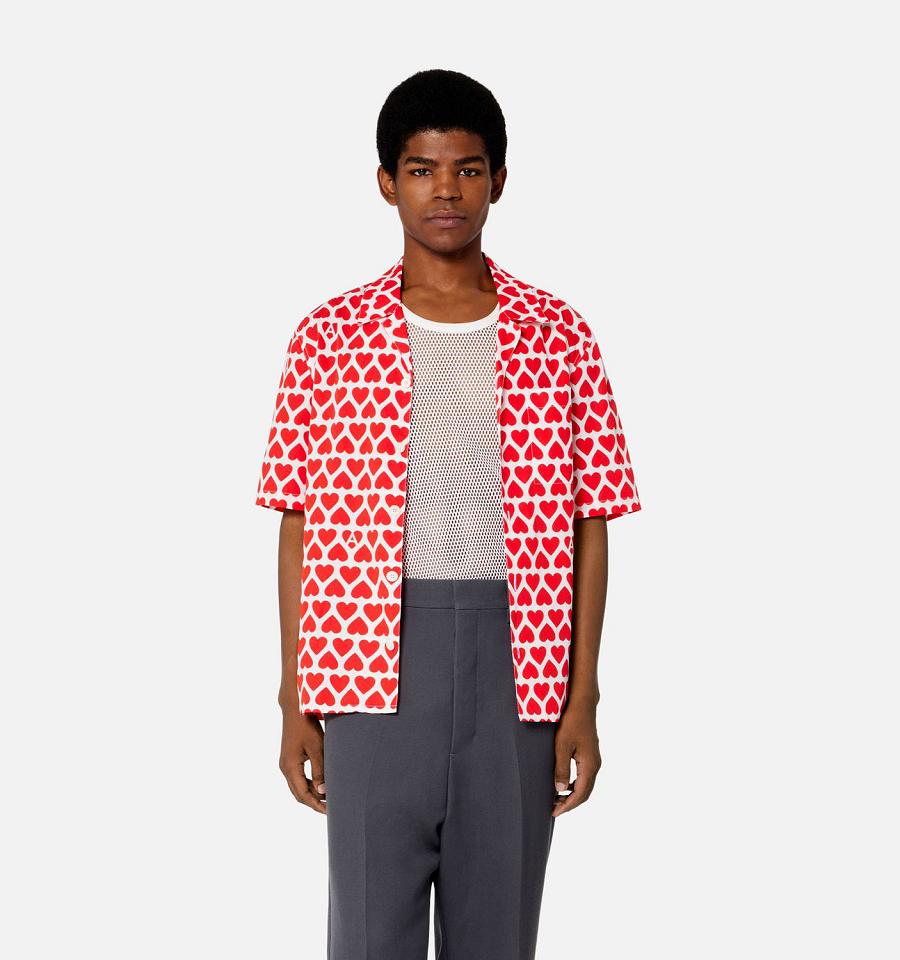 Ami Paris Camp Collar Shirts Red | ami_US359