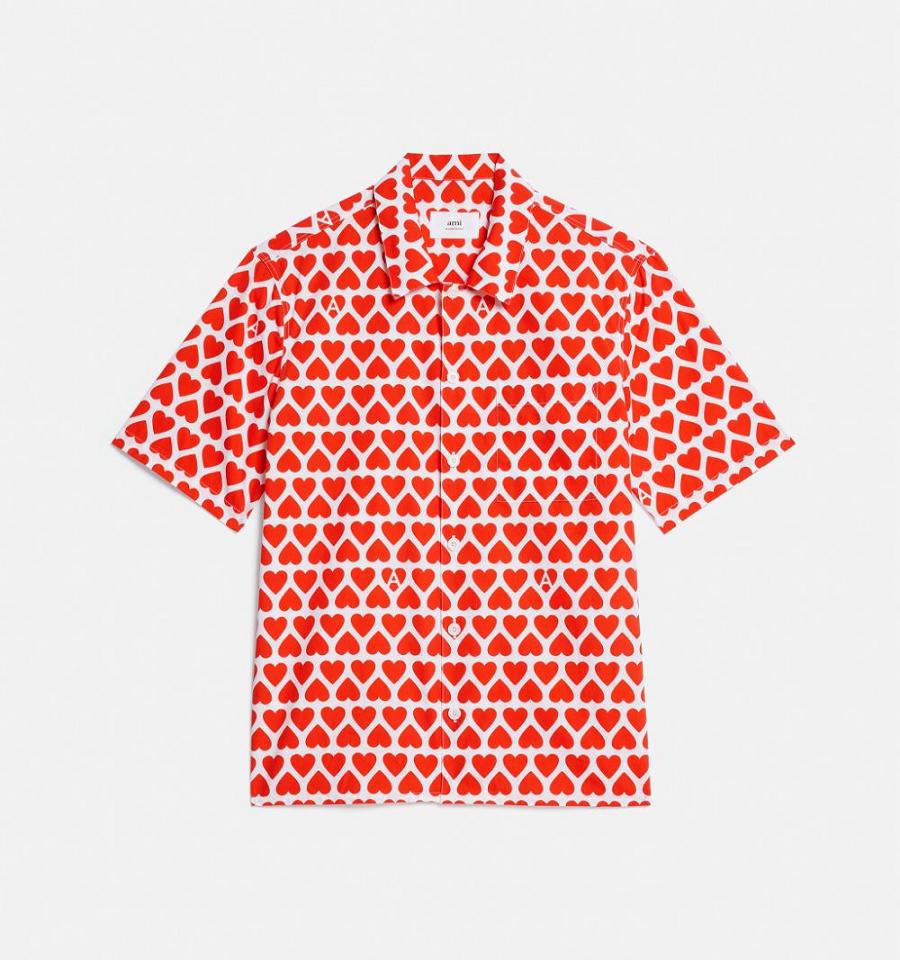 Ami Paris Camp Collar Shirts Red | ami_US359