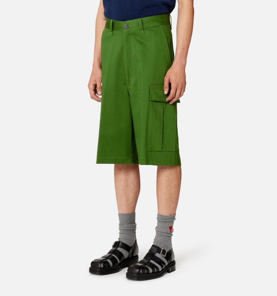 Ami Paris Cargo Shorts Green | ami_US216