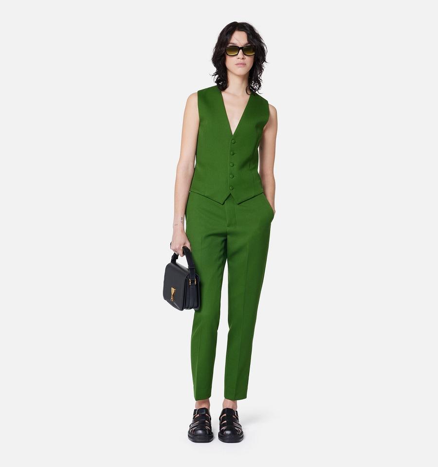 Ami Paris Cigarette Fit Pants Green | ami_US605