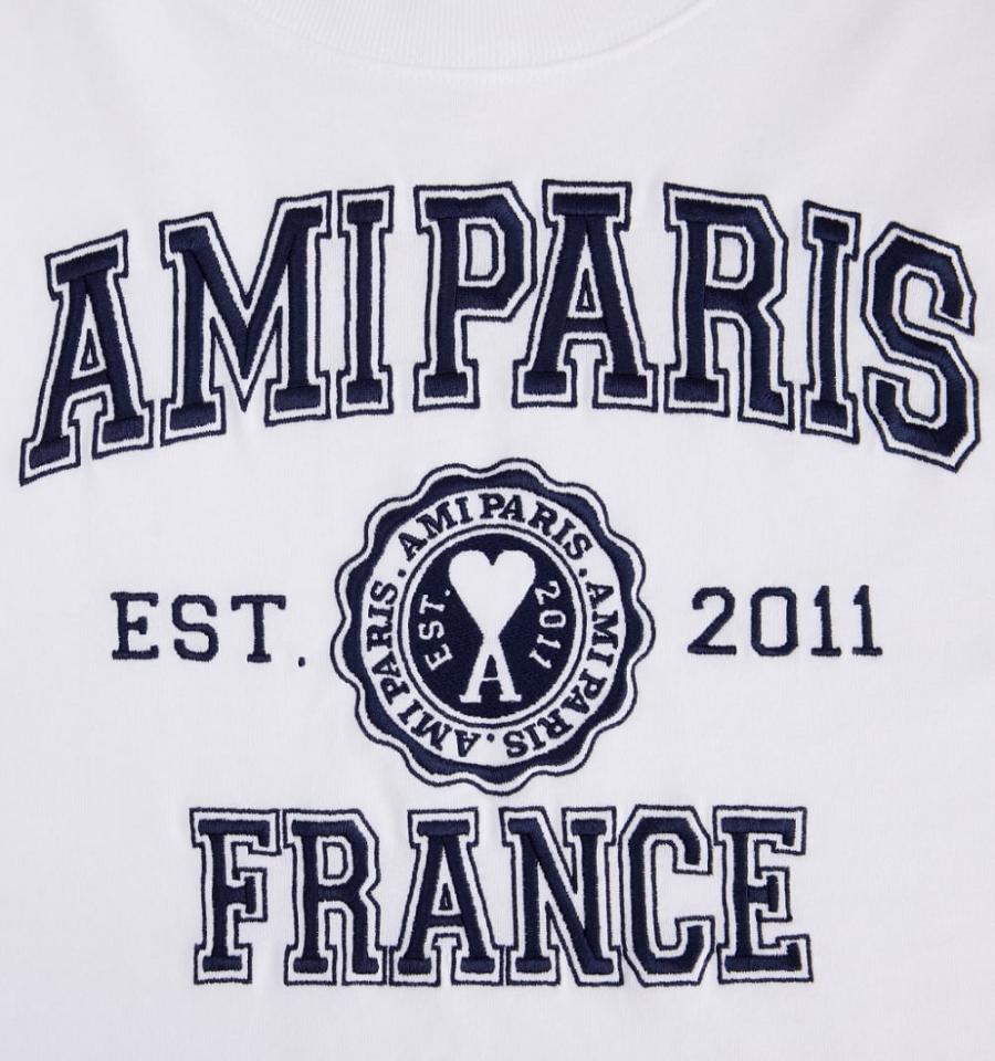 Ami Paris Cropped Amiparis France T Shirts White | ami_US536