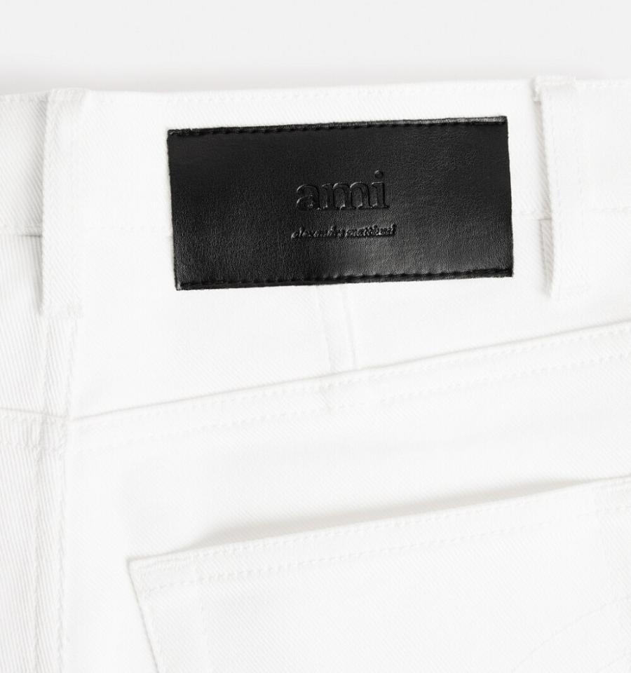 Ami Paris Cropped Slim Fit Denim White | ami_US459