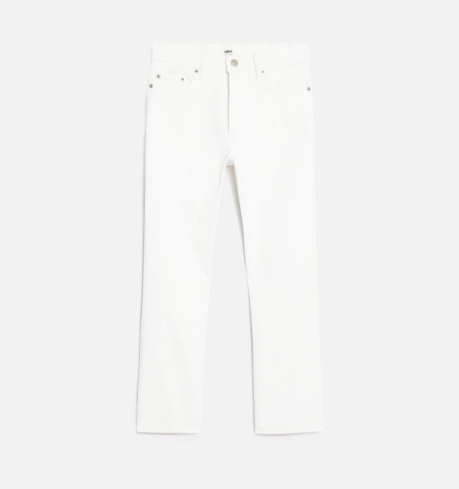 Ami Paris Cropped Slim Fit Denim White | ami_US459