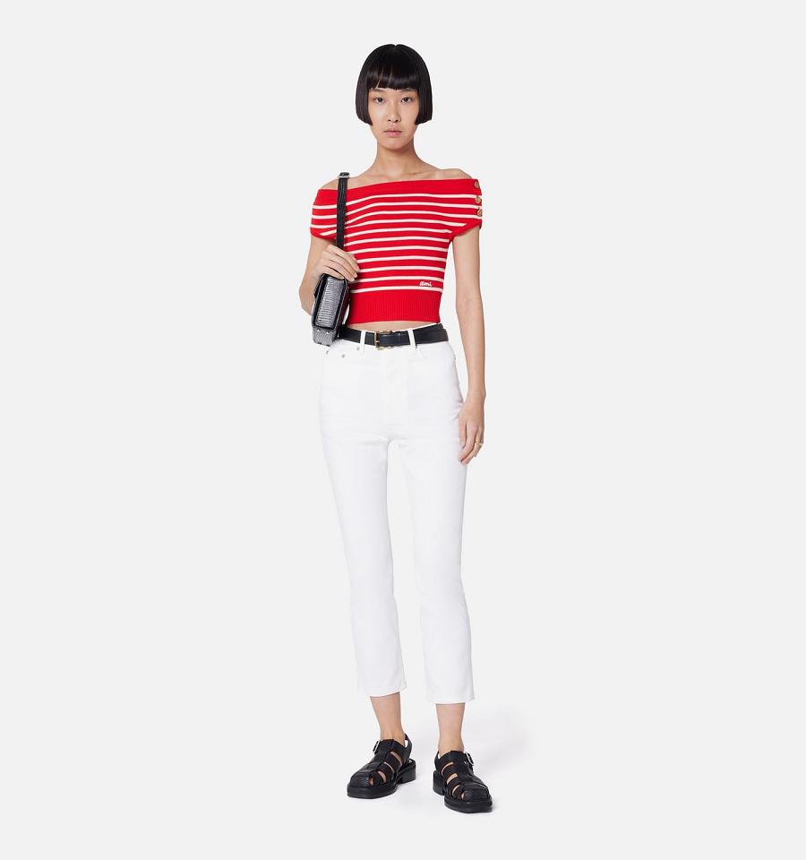 Ami Paris Cropped Slim Fit Pants White | ami_US537