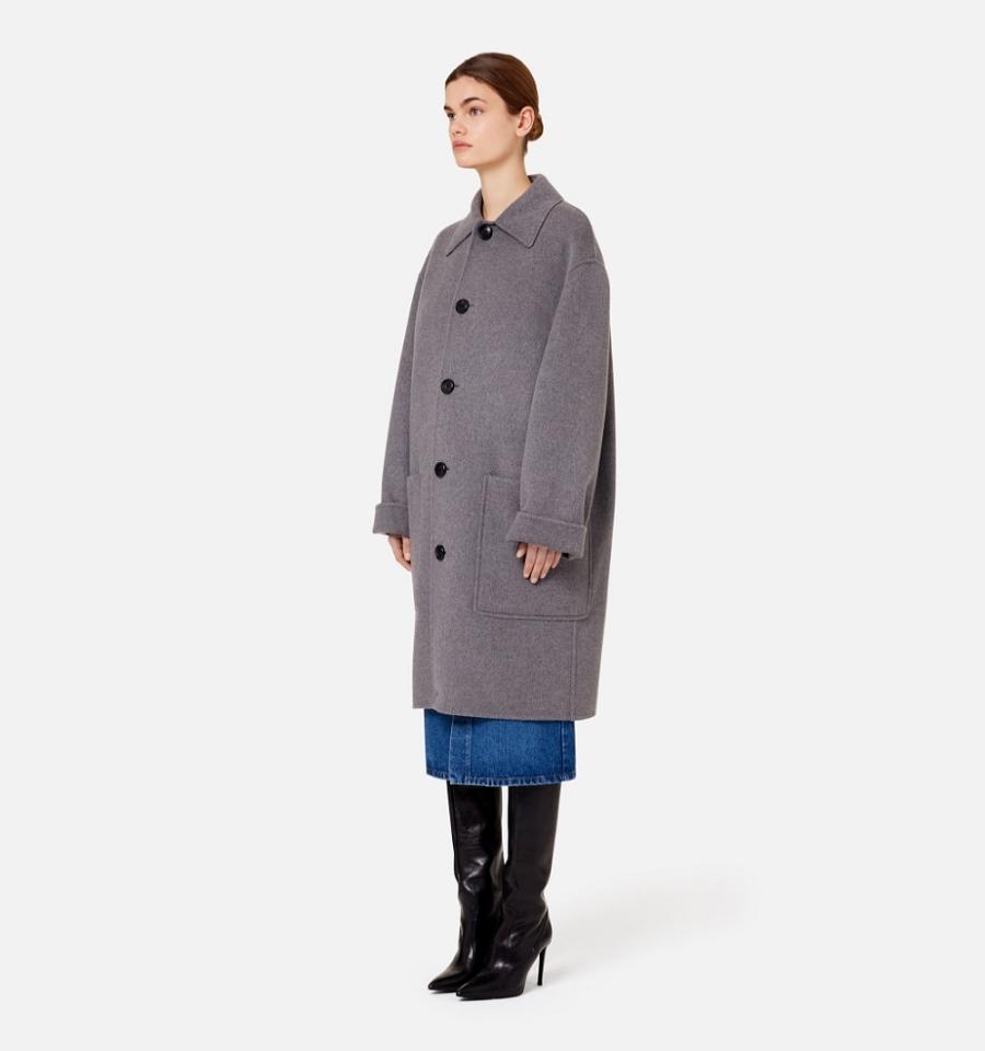 Ami Paris Double Face With Patch Pockets Coats Grey | ami_US231