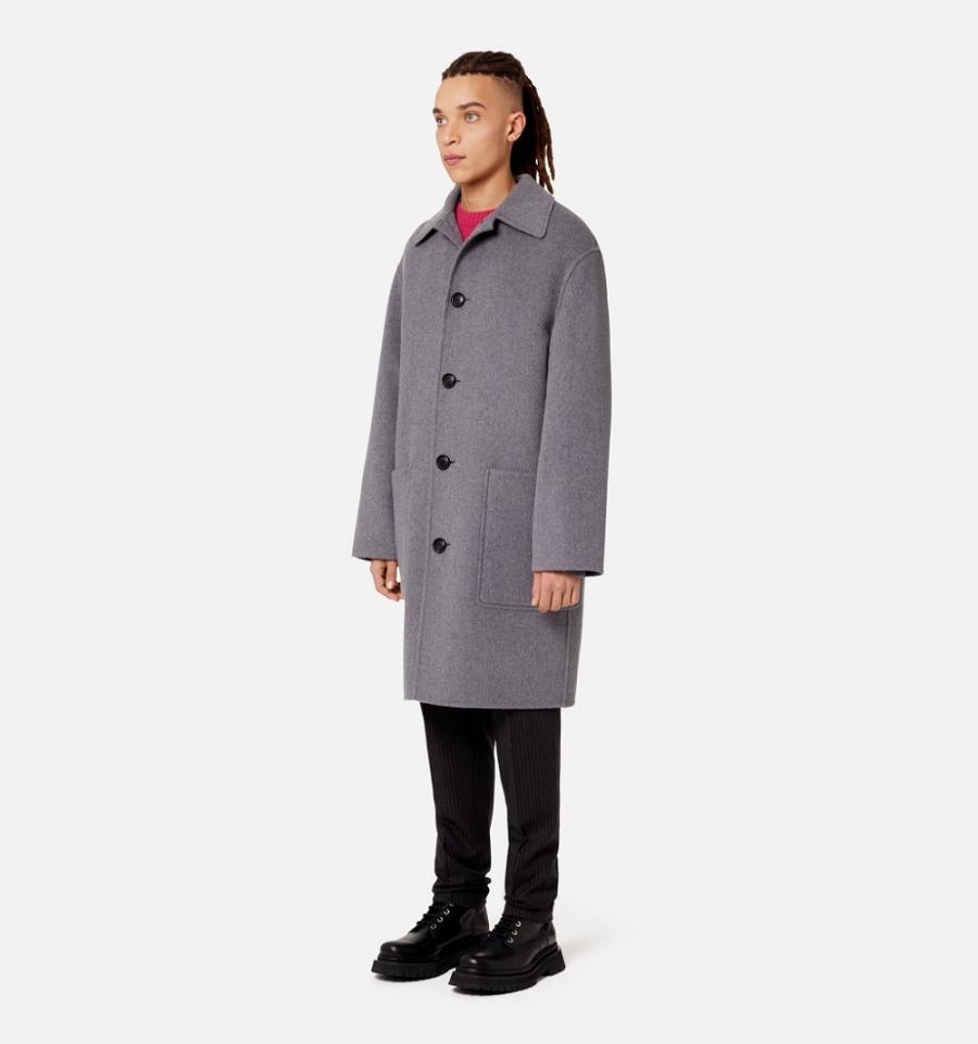 Ami Paris Double Face With Patch Pockets Coats Grey | ami_US231