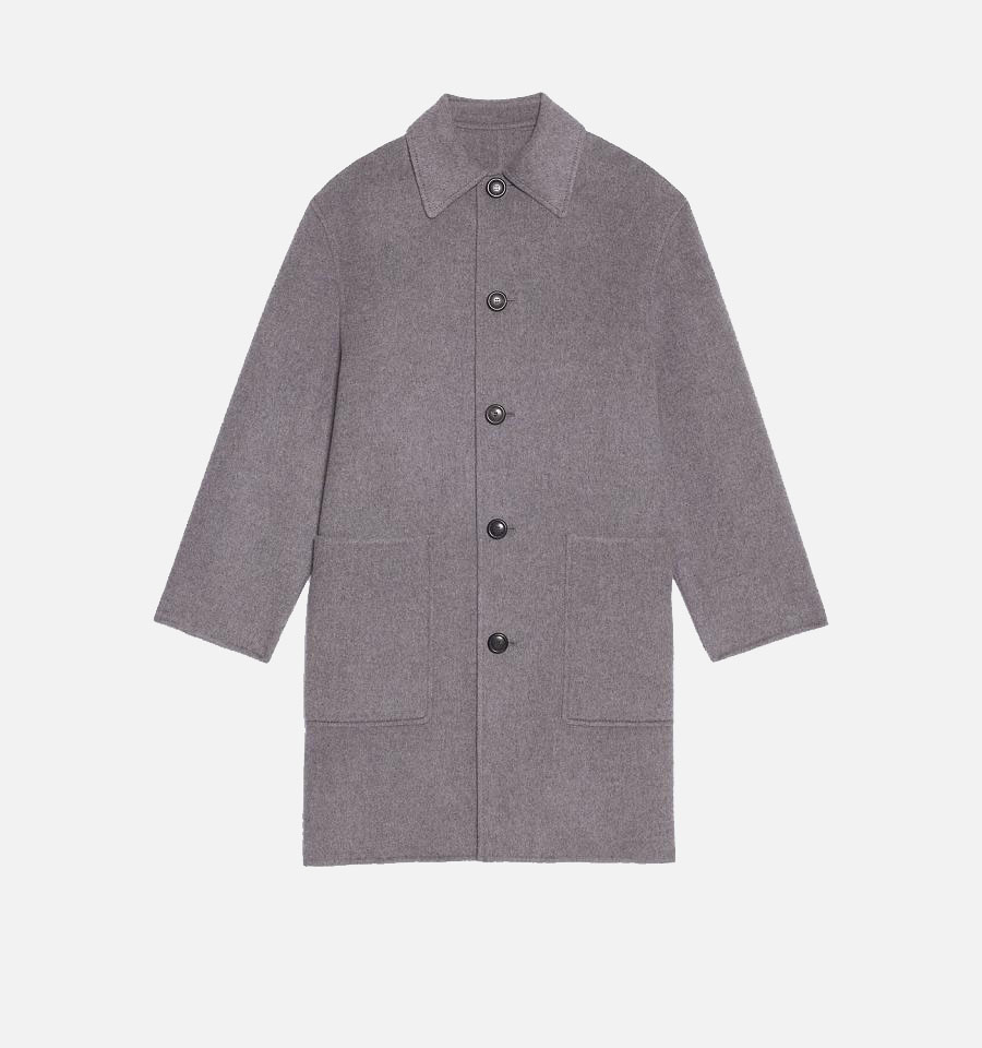 Ami Paris Double Face With Patch Pockets Coats Grey | ami_US231