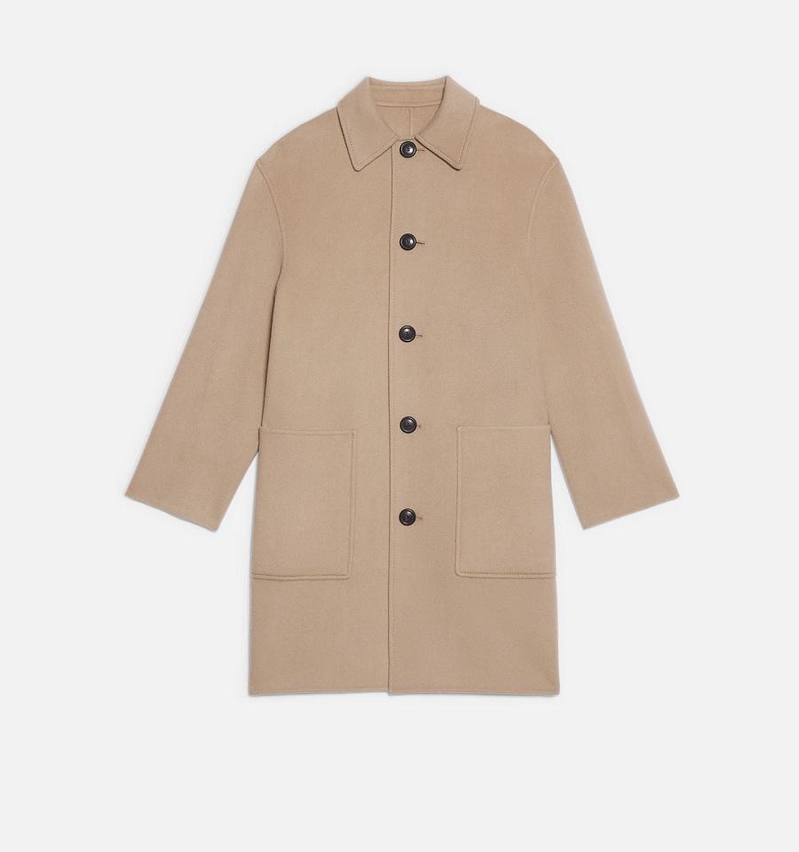 Ami Paris Double Face With Patch Pockets Coats Khaki | ami_US519