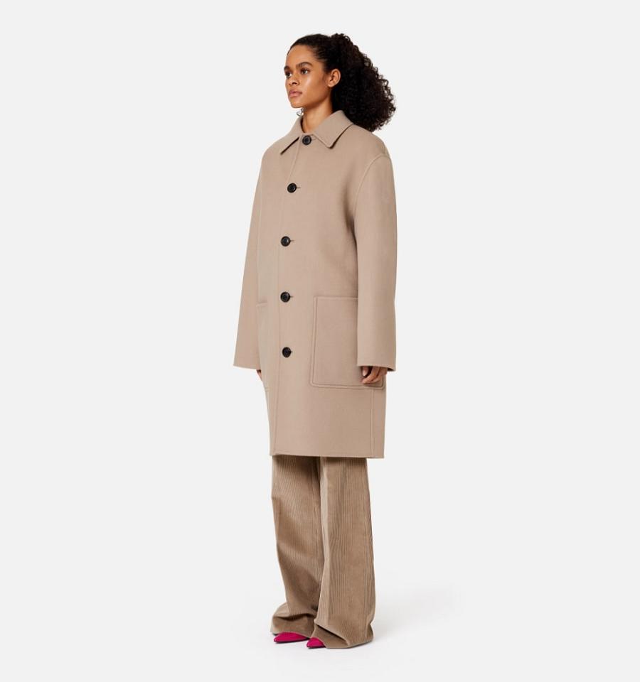 Ami Paris Double Face With Patch Pockets Coats Khaki | ami_US616