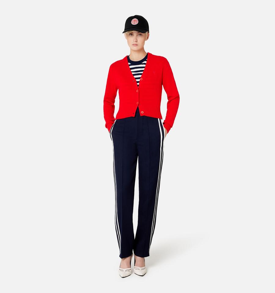 Ami Paris Elasticated Waist Pants With Ribbon Pants Navy | ami_US483