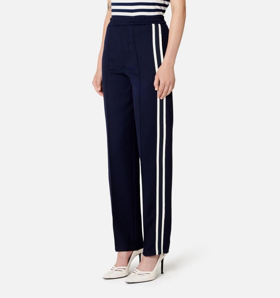 Ami Paris Elasticated Waist Pants With Ribbon Pants Navy | ami_US483