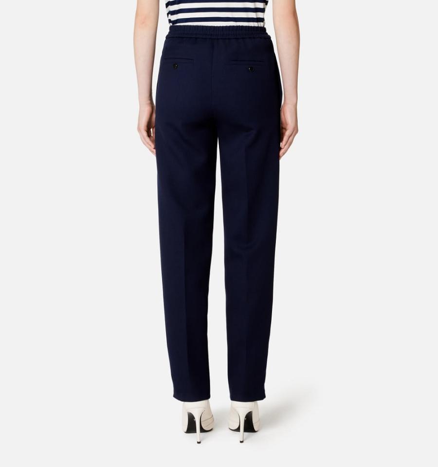 Ami Paris Elasticated Waist Pants With Ribbon Pants Navy | ami_US483