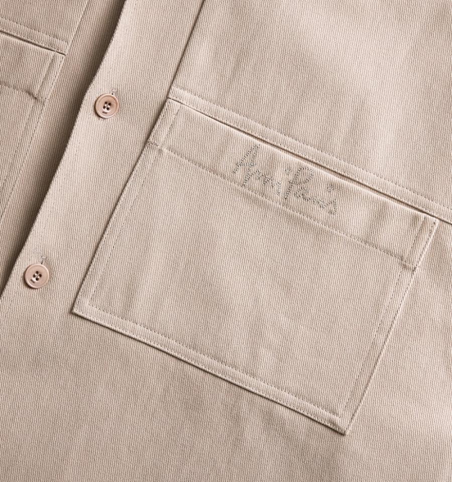 Ami Paris Embroidery Overshirt Shirts Khaki | ami_US612