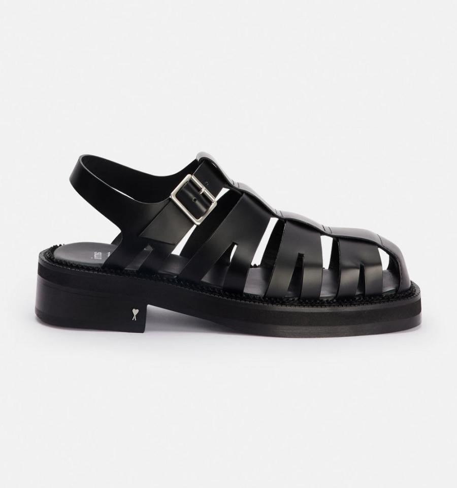 Ami Paris Fisherman Sandals Black | ami_US540