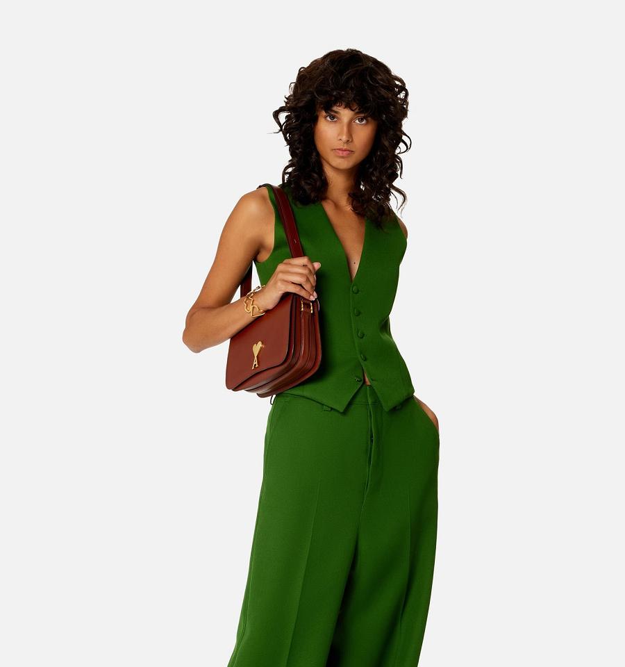 Ami Paris Fitted Sleeveless Jackets Green | ami_US334