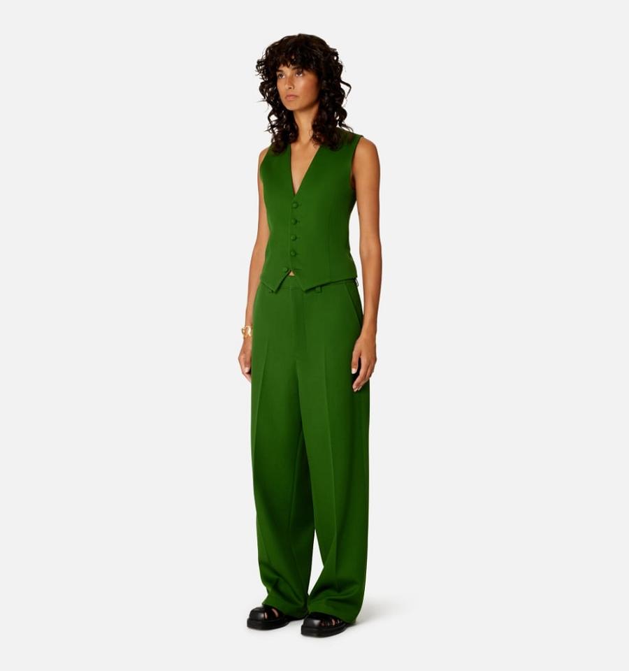 Ami Paris Fitted Sleeveless Jackets Green | ami_US334