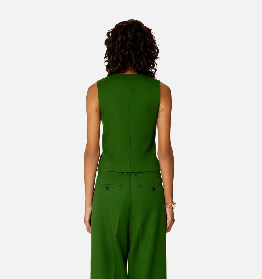 Ami Paris Fitted Sleeveless Jackets Green | ami_US334