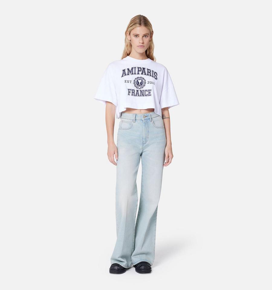 Ami Paris Flare Fit Denim Blue | ami_US550