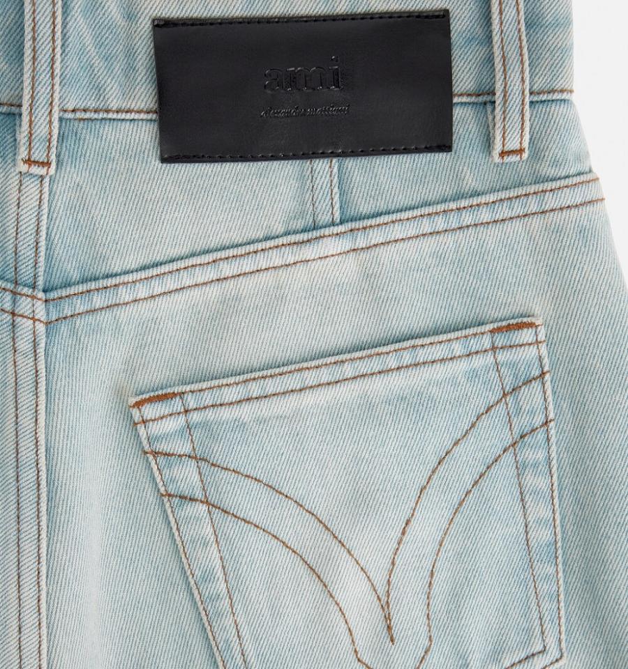 Ami Paris Flare Fit Denim Blue | ami_US550