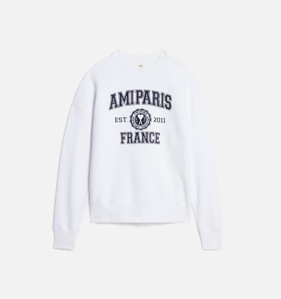 Ami Paris France Crewneck Sweatshirts White | ami_US556