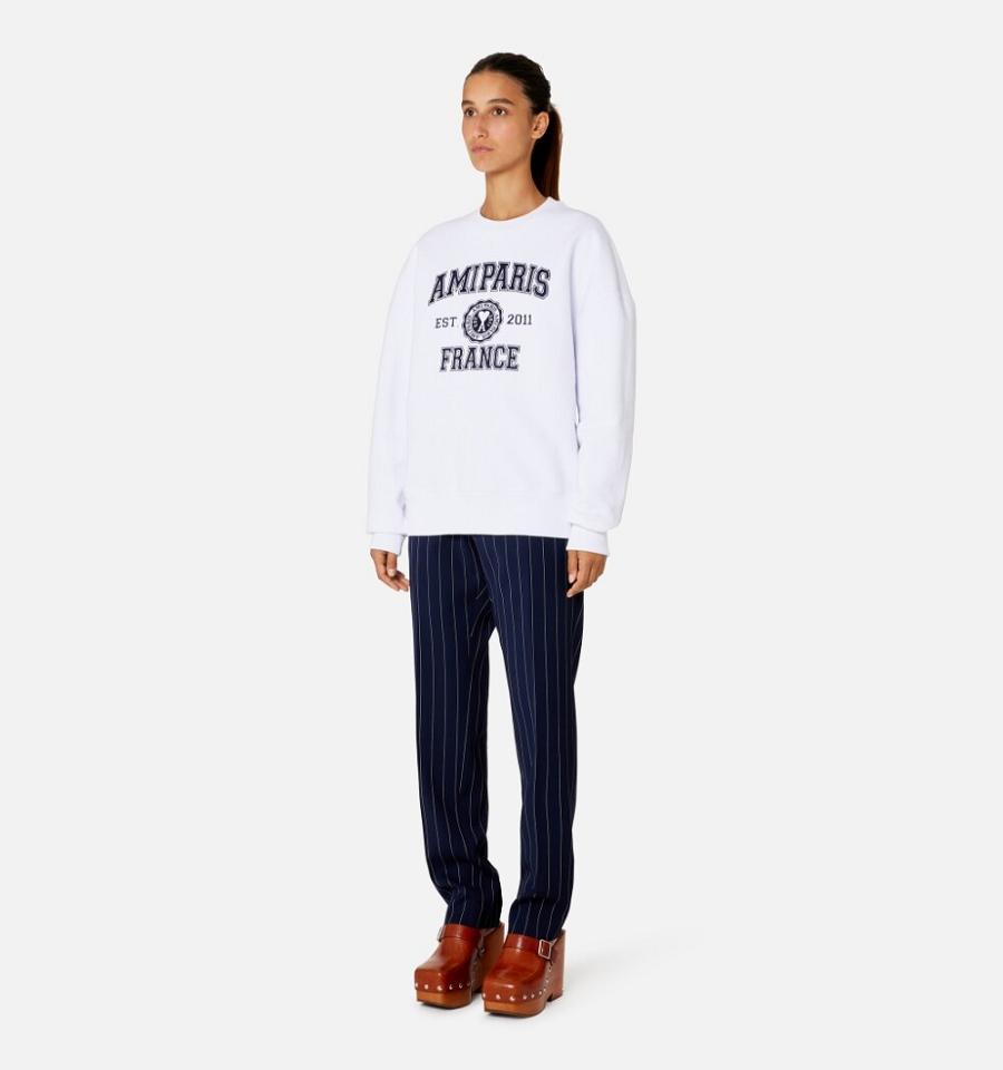 Ami Paris France Crewneck Sweatshirts White | ami_US586