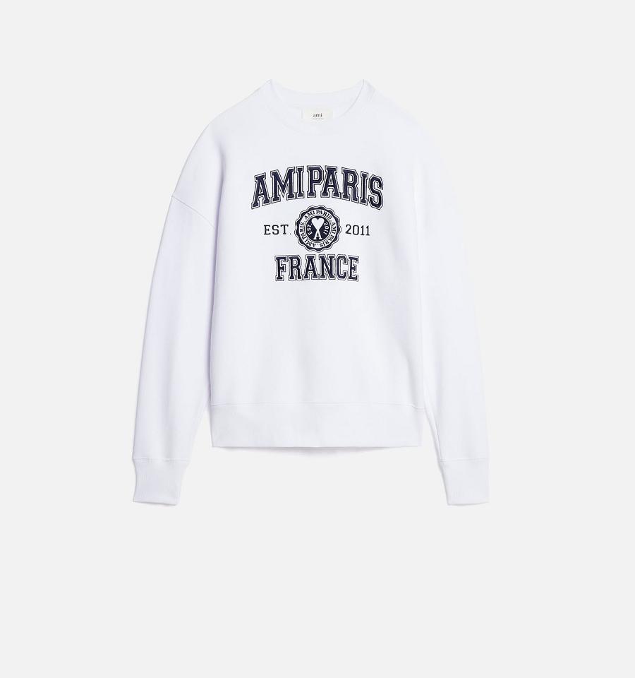 Ami Paris France Crewneck Sweatshirts White | ami_US586