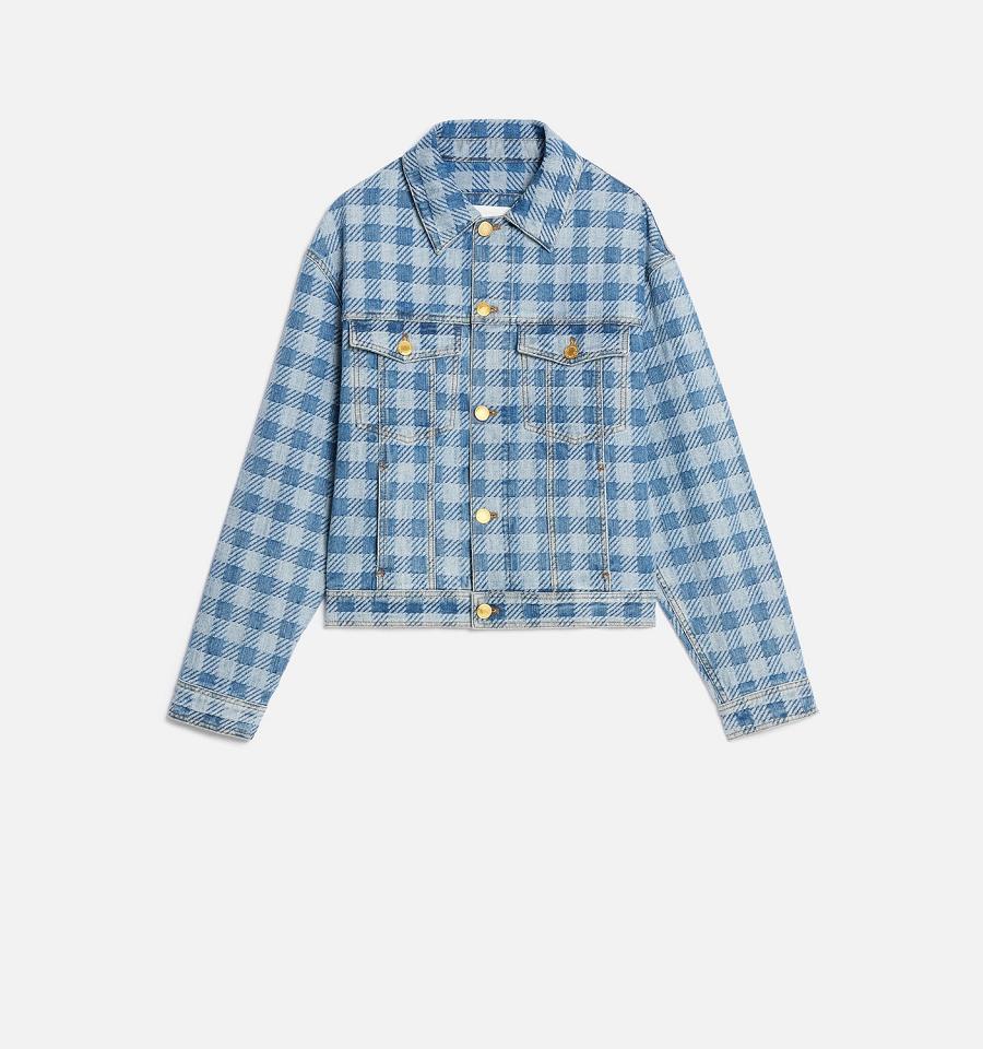 Ami Paris Gingham Boxy Fit Denim Jackets Blue | ami_US577