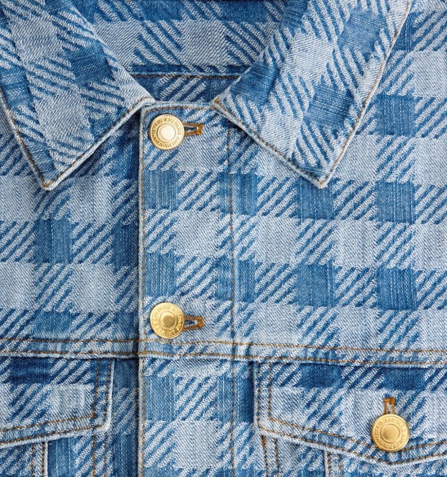 Ami Paris Gingham Boxy Fit Denim Jackets Blue | ami_US604