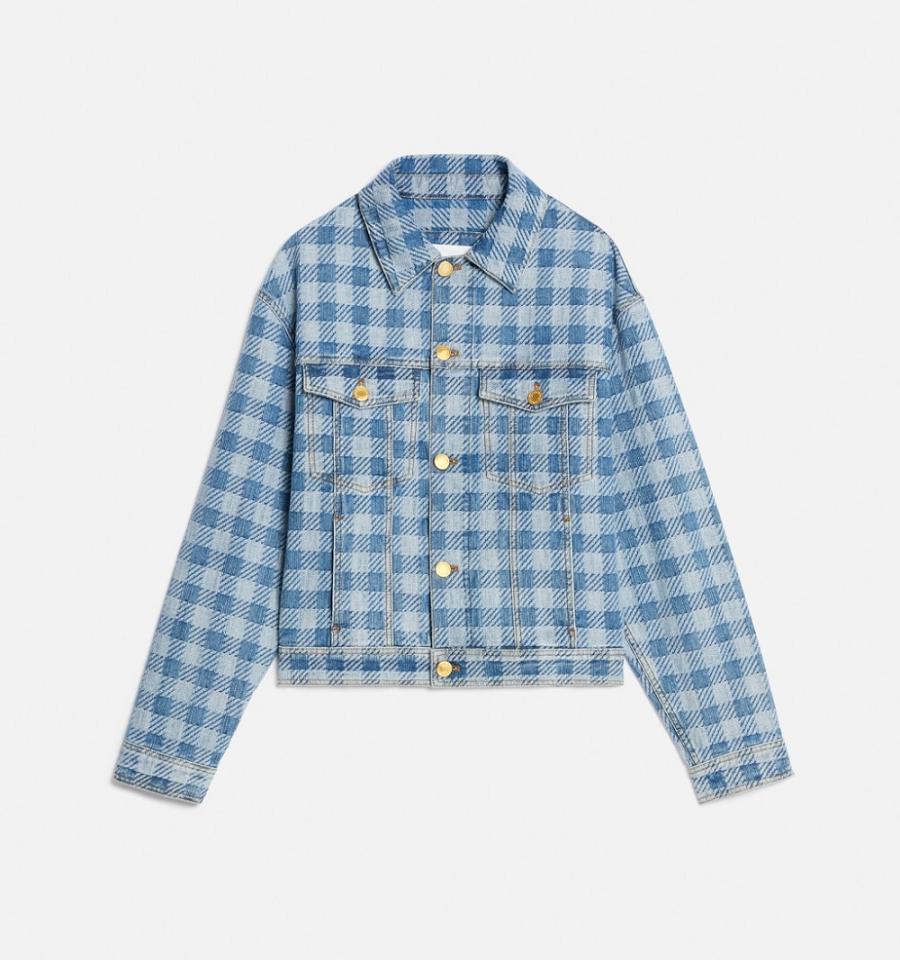 Ami Paris Gingham Boxy Fit Denim Jackets Blue | ami_US604