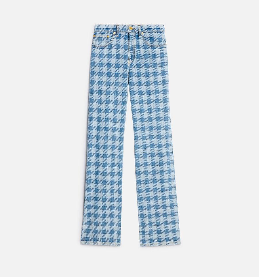 Ami Paris Gingham Pattern Jacquard Denim Blue | ami_US156