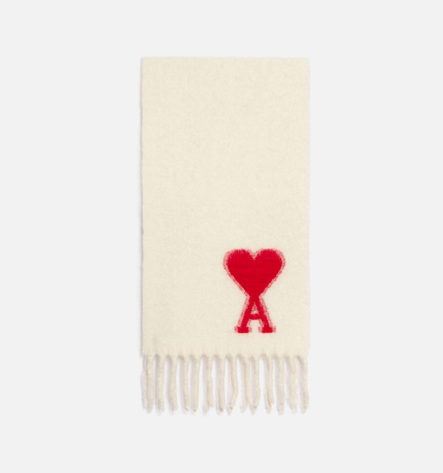 Ami Paris Oversized Ami De Coeur Scarves Beige | ami_US184