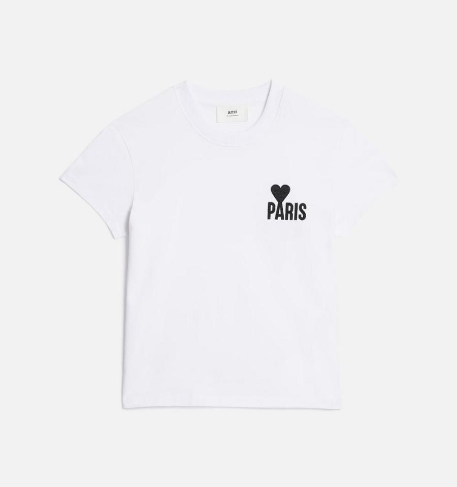 Ami Paris Paris Ami de Coeur T Shirts White | ami_US197