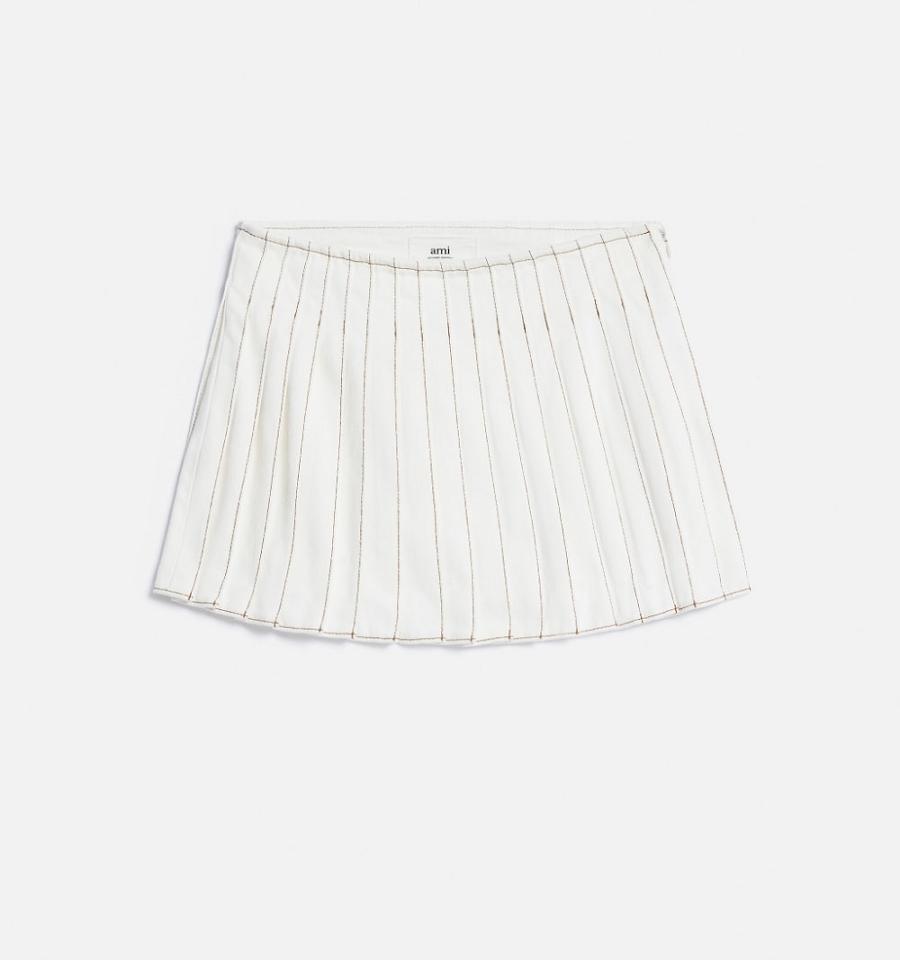 Ami Paris Pleated Denim White | ami_US561