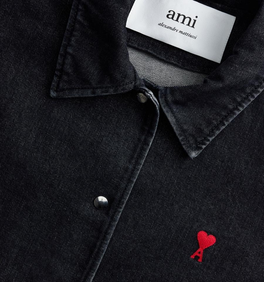 Ami Paris Press Buttons Ami De Cœur Denim Black | ami_US566