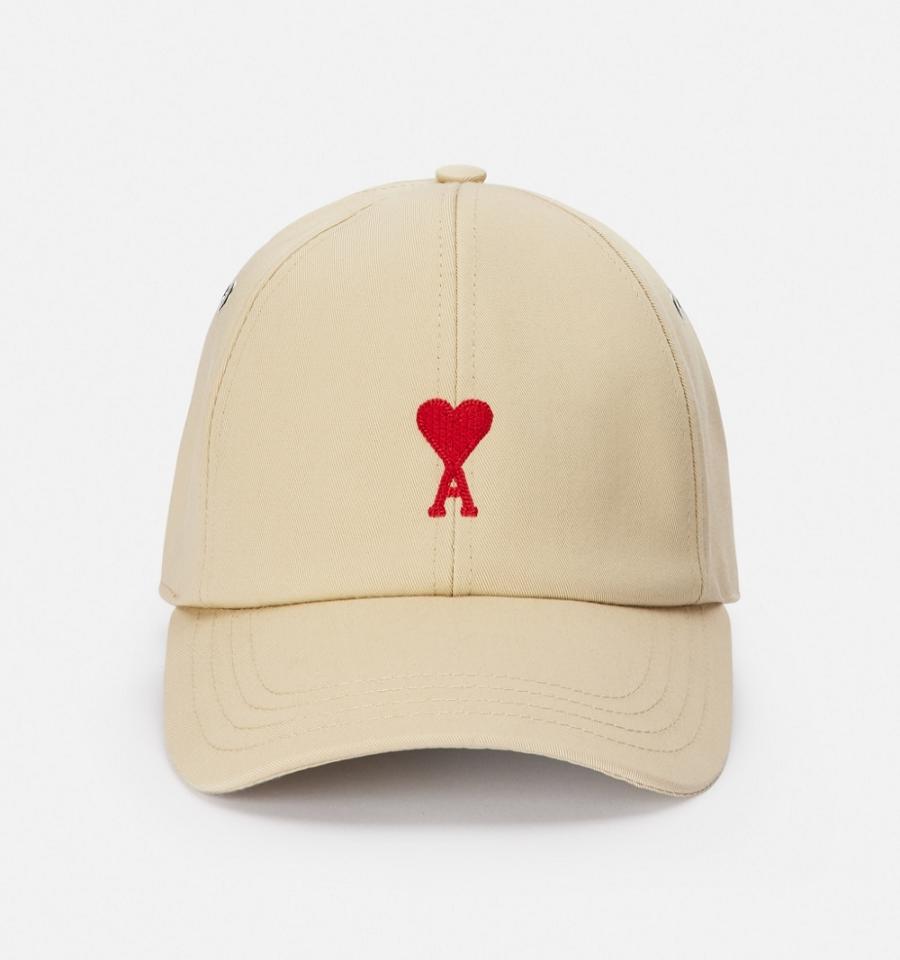 Ami Paris Red Ami de Coeur Embroidery Caps Beige | ami_US449