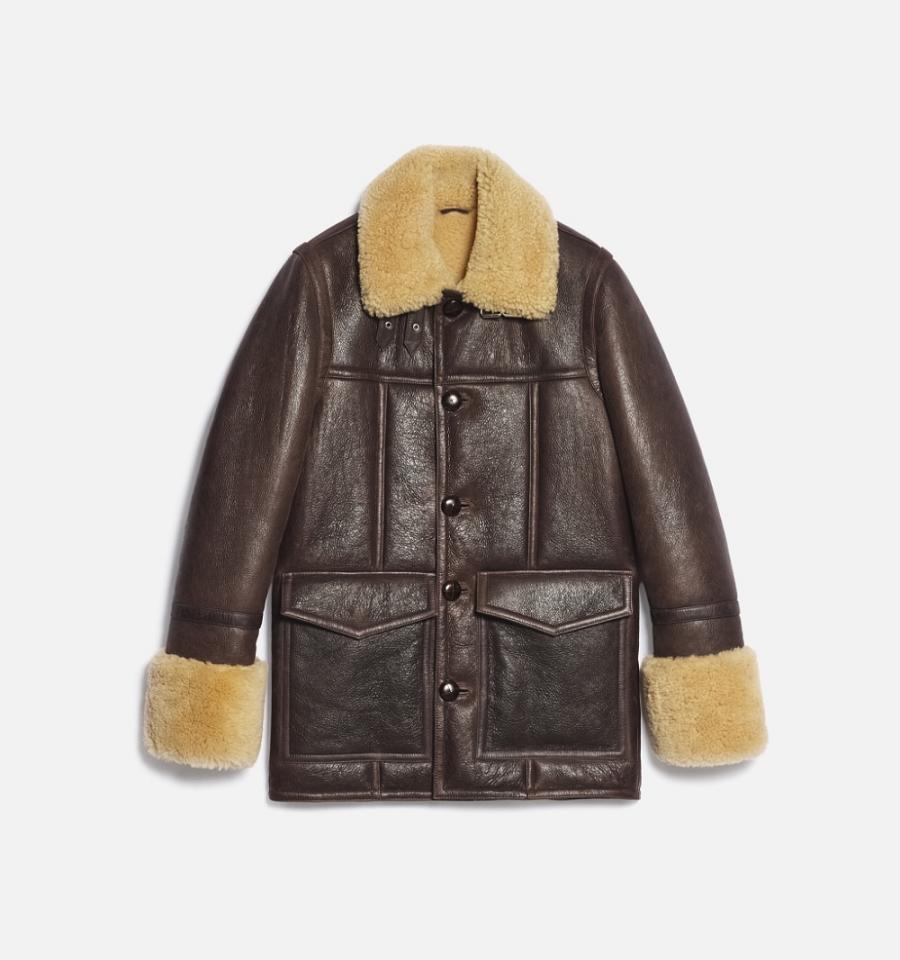 Ami Paris Shearling Buttoned Jackets Brown | ami_US305