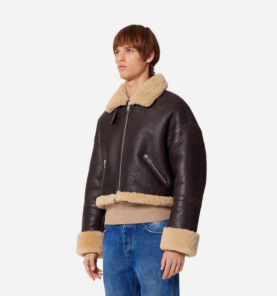 Ami Paris Shearling Jackets Brown | ami_US162