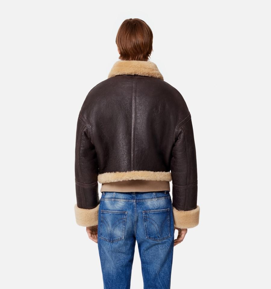 Ami Paris Shearling Jackets Brown | ami_US162