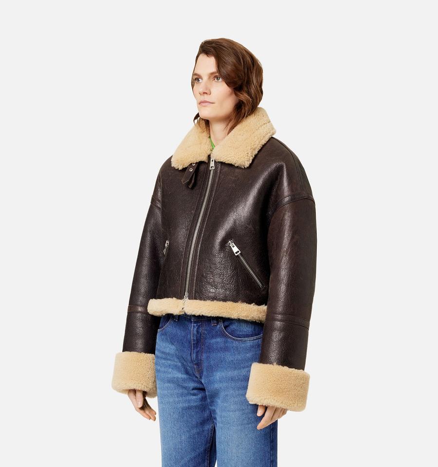 Ami Paris Shearling Jackets Brown | ami_US528