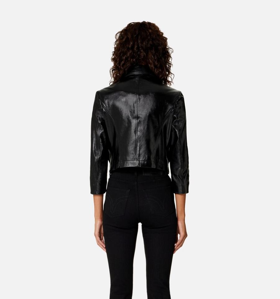 Ami Paris Short Leather Buttoned Jackets Black | ami_US469